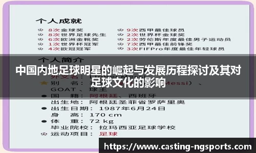 中国内地足球明星的崛起与发展历程探讨及其对足球文化的影响